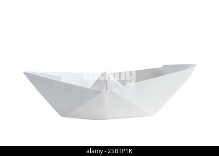 White paper boat on a white isolated background Stock Photo