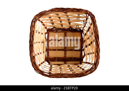 Small wicker basket on transparent background Stock Photo
