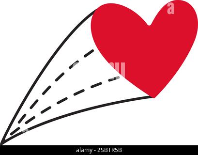 Comet heart doodle style Hand drawn trendy flat style love isolated icon Romantic symbol of love for web graphic design poster tattoo Valentines Day Greeting card line art Vector illustration Stock Vector