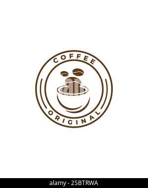 emblem coffee bean logo design, emblem Coffee shop logo, vector illustration Stock Vector