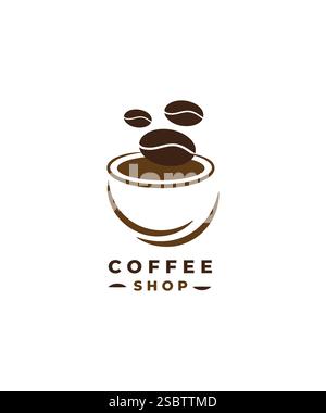 coffee bean logo design, Coffee shop logo, vector illustration Stock Vector