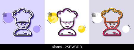 Cooking chef line icon. Sous-chef sign. Food preparation. Halftone dotted pattern. Vector Stock Vector