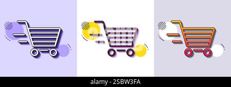 Delivery Service line icon. Shopping cart sign. Halftone dotted pattern. Vector Stock Vector