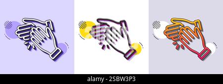 Clapping hands line icon. Clap sign. Halftone dotted pattern. Vector Stock Vector