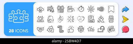 360 degree, Star and Scarf line icons. For web app, printing. App line icons. Vector Stock Vector