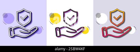Insurance hand line icon. Risk coverage sign. Halftone dotted pattern. Vector Stock Vector