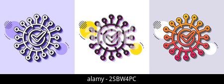 Confirmed coronavirus line icon. Covid-19 virus sign. Halftone dotted pattern. Vector Stock Vector
