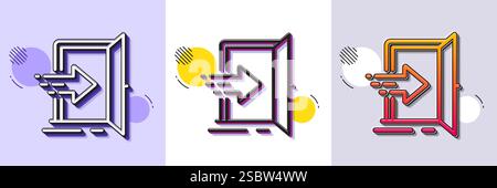 Entrance line icon. Entry door sign. Halftone dotted pattern. Vector Stock Vector