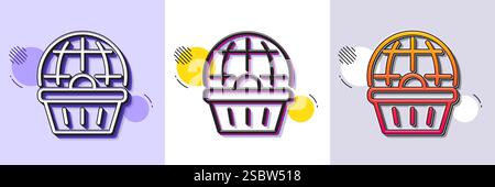Online shopping cart line icon. Internet buying sign. Halftone dotted pattern. Vector Stock Vector