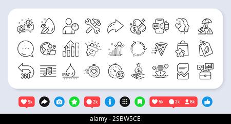 Income money, Recycling and Business portfolio line icons pack. For web app. Social media icons. Vector Stock Vector