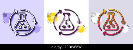 Chemistry experiment line icon. Laboratory flask sign. Analysis. Halftone dotted pattern. Vector Stock Vector