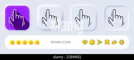 Hand cursor line icon. Click action sign. Neumorphic buttons. Vector Stock Vector