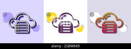 Cloud computing server line icon. Internet data storage sign. Halftone dotted pattern. Vector Stock Vector