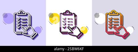 Checklist line icon. Clipboard document sign. Halftone dotted pattern. Vector Stock Vector