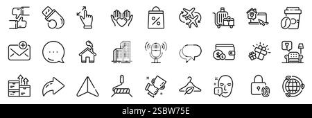 Face attention, Touchscreen gesture and Paint roller line icons pack. For web app. App line icons. Vector Stock Vector