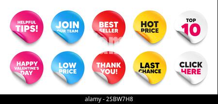 Helpful tips symbol. Education faq sign. Sticker offer tags set. Vector Stock Vector