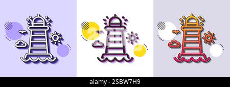 Lighthouse line icon. Beacon tower sign. Searchlight. Halftone dotted pattern. Vector Stock Vector