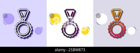 Award Medal line icon. Winner achievement. Halftone dotted pattern. Vector Stock Vector