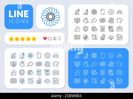 Time management, Shield and Cloud computing line icons for web app. Pictogram icon. App line icons. Vector Stock Vector