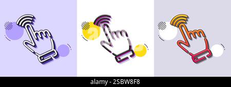Hand cursor line icon. Click action sign. Halftone dotted pattern. Vector Stock Vector