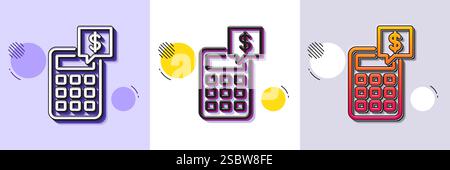 Calculator line icon. Accounting sign. Halftone dotted pattern. Vector Stock Vector