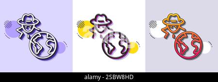 Fraud line icon. Spy of thief sign. Halftone dotted pattern. Vector Stock Vector