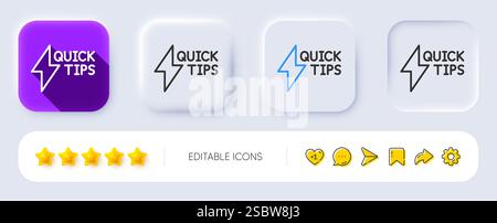 Quick tips line icon. Helpful tricks sign. Neumorphic buttons. Vector Stock Vector