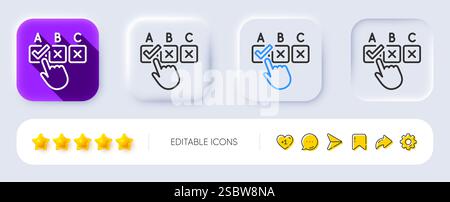 Correct checkbox line icon. Select answer sign. Neumorphic buttons. Vector Stock Vector