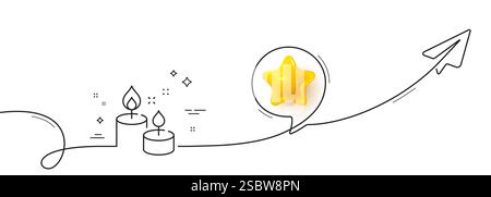 Aroma candles line icon. Spa candlelight sign. Continuous line with plane. Vector Stock Vector