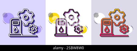 Filling station line icon. Petrol or gas station maintenance sign. Halftone dotted pattern. Vector Stock Vector