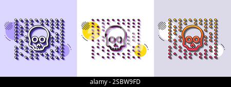 Cyber attack line icon. Ransomware threat sign. Halftone dotted pattern. Vector Stock Vector