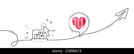 Online storage line icon. Internet delivery sign. Continuous line with plane. Vector Stock Vector
