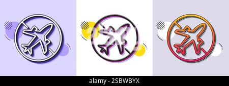 Airplane mode line icon. Cancel flight sign. Halftone dotted pattern. Vector Stock Vector