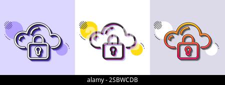 Cloud computing protection line icon. Internet data storage sign. Halftone dotted pattern. Vector Stock Vector