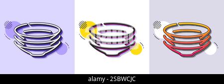 Dishes line icon. Tableware plates sign. Halftone dotted pattern. Vector Stock Vector