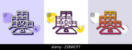 Inventory line icon. Warehouse manager sign. Halftone dotted pattern. Vector Stock Vector