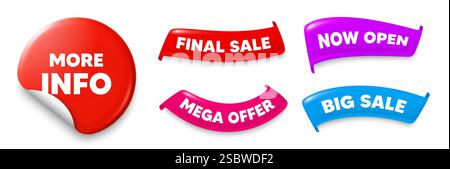 More info symbol. Navigation sign. Sticker, Ribbons banners. Vector Stock Vector