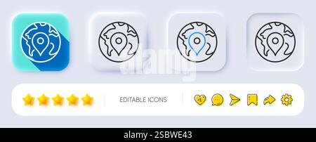 Map pin line icon. Trip point sign. Neumorphic buttons. Vector Stock Vector