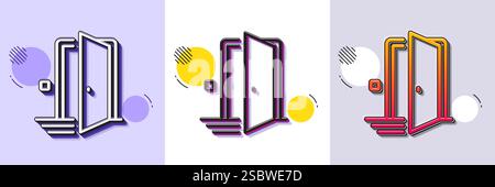 Door line icon. Open doorway sign. Halftone dotted pattern. Vector Stock Vector