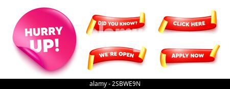 Hurry up sale. Special offer sign. Sticker, Ribbons banners. Vector Stock Vector