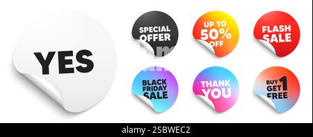 Yes text tag. Approved ok message. Sticker offer tags. Vector Stock Vector