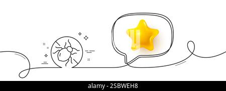 Mattress bed bugs line icon. Hypoallergenic sign. Continuous line with 3d star. Vector Stock Vector