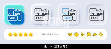 Fake document line icon. Propaganda conspiracy clipboard sign. Neumorphic buttons. Vector Stock Vector