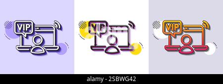 Vip line icon. Very important person access sign. Halftone dotted pattern. Vector Stock Vector