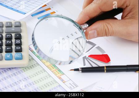 Graphs tables and documents laid on the table Stock Photo
