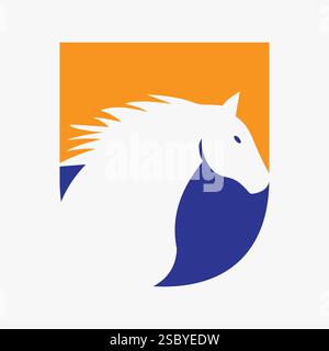 Initial Horse Logo On Letter U Concept With Horse Head Symbol For Racing Sign Stock Vector