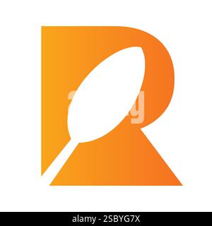 Initial Restaurant Logo On Letter R With Spoon Symbol Vector Template Stock Vector