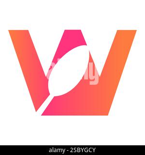 Initial Restaurant Logo On Letter W With Spoon Symbol Vector Template Stock Vector