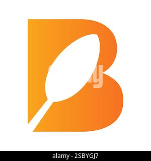 Initial Restaurant Logo On Letter B With Spoon Symbol Vector Template Stock Vector