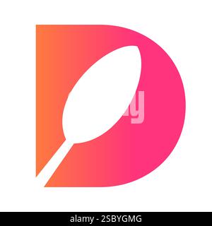 Initial Restaurant Logo On Letter D With Spoon Symbol Vector Template Stock Vector